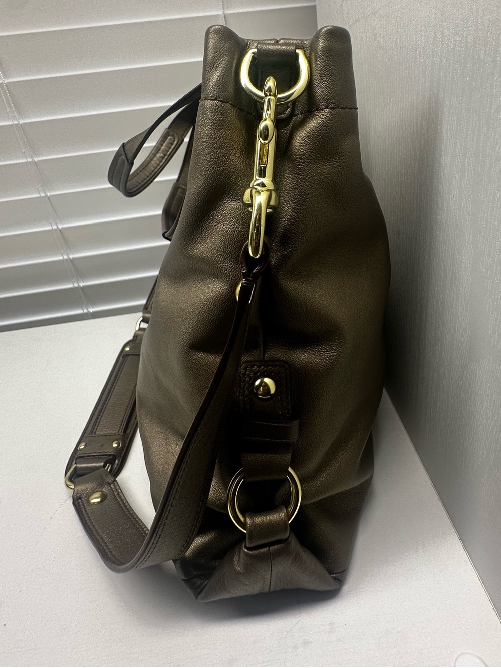 Coach Ashley Metallic Bronze Leather Carryall/ Satchel - Picture 5 of 14